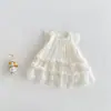 Vestido de Malla Multicapa con Mangas de Volantes Sencillas Dianxi para Bebés Niñas, Nuevo Vestido de Tirantes Dulce Transpirable de Verano