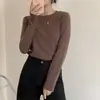 Camiseta Base de Cuello Redondo para Mujer, Versátil, Cálida, de Manga Larga, Nueva, Forrada de Polar, Engrosada, Otoño e Invierno, Terciopelo Alemán, Camiseta Interior Negra