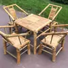 Mesas y Sillas de Bambú de Casa de Té Antigua de Chengdu para Preparar Té Alrededor de la Estufa, Juego de Mesa y Sillas de Bambú para Patio Exterior, Mesas y Sillas de Bambú para Restaurante de Hot Pot