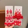 Nuevos Lazos Rojos de Año Nuevo para Niñas, Pequeñas Gomas para el Cabello para Niñas, Bandas Rojas para el Cabello de Bebé para Fiestas, Juego de 5 Diseños de Dibujos Animados