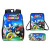 Mochila SONIC Nueva Transfronteriza Mochila de Dibujos Animados Bidimensionales Mochila Escolar para Estudiante de Primaria Juego de Tres Piezas