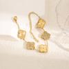 Moda de Celebridad de Internet Pulsera Pulsera Trébol de Cuatro Hojas de la Suerte Acero de Titanio 18K Lujo Ligero Simple Elegante Moda Socialité Comodín