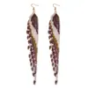 Brincos com Franjas Longas e Pedras em Estoque, Tecidos à Mão com Design Único, Brincos Exquisitos Que Realçam a Elegância, Acessórios de Orelha Femininos