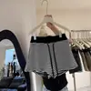 Shorts de Rayas Bloque de Color con Cordón Estilo Americano para Mujer 2026 Verano Petite Cintura Alta Versátiles Adelgazantes Casuales Pantalones Cortos Ajustados de Moda