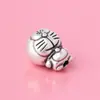 Prata Pura S999 Contas do Doraemon Prata Dura 3D Gato Jingle Contas Soltas Artesanal DIY Cordão de Mão Colar Acessórios de Joia