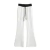 Pantalones Acampanados Sexy de Color Bloqueado para Chica Popular 2025 Nuevos de Cintura Alta con Cordón Adelgazantes que Alargan las Piernas Pantalones Casuales de Longitud Completa