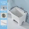 Fregadero de Mopa Cerámico Piscina para Mopa de Balcón Lavabo Grande Cuadrado Largo para Mopa con Drenaje Automático E18