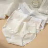 Nuevas Mejoradas Alta Elasticidad Algodón Puro Transpirable Clase A Algodón de Bebé Cómodo Sensación de Piel Desnuda 10A Antibacteriano Entrepierna Cintura Media Ajustados a la Cadera Calzones para Mujer