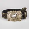 Cinturón de Vaquero Occidental Moderno Retro Juvenil Punk con Relieve para Hombre Tachonado de Cuero Venta al por Mayor en Stock