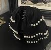 Pinza de Agarre Estilo Super Hada Chanel para Mujer 2024 Nuevo Vintage Perla Multicapa Lazo Pinza Pequeña para Agarre Parte Trasera de la Cabeza Pinza de Tiburón