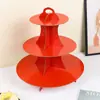 Suporte de Bolo de Aniversário de Três Camadas Suporte de Bolo para Festa de Aniversário Bandeja de Prato de Bolo Bandeja de Copo de Papel