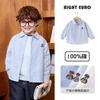 Camisa Escolar Masculina Estilo Europeu Algodão Puro Outono 2026 Nova Roupa Infantil Camisa de Manga Longa para Meninos