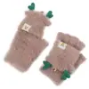 Luvas com Tampa Flip-Top Estilo Coreano Inverno para Escrever e Digitar Desenho Animado Fofo Espessadas para Homens e Mulheres Meio Dedo Exposto Estudante Tela Sensível ao Toque Teclado