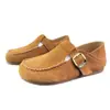 Zapatos Birkenstock Retro Bosque de Cuero Genuino para Mujer 2025 Otoño Nuevos Versátiles Cómodos Suela Suave Mocasines de Dos Usos