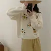 Suéter Pulóver Bordado de Flor Tridimensional Reductor de Edad Diseño con Sentido de la Moda para Mujer Estilo Coreano de Nicho Estilo Perezoso Suéter Top