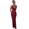 Nuevo Vestido de Tirantes con Lentejuelas Transfronterizo 2025, Nuevo Elegante Vestido de Noche Ceñido a la Cintura Otoño/Invierno, Vestido Largo Bodycon