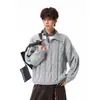 Tricô Tamanho Grande Zíper Marca da Moda Trançado Solto Gola Reversível Suéter Masculino Tamanho Grande Texturizado Outono/Inverno