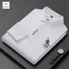 Nueva Camisa Polo de Manga Larga Camiseta para Hombre Otoño e Invierno de Mediana Edad Bordada Casual Moda Estilo Coreano Moderna Camiseta para Hombre