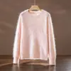 Top de Lã Cashmere Nobre Tricotado Suéter de Lã Fofa Leite Suéter de Lã Escovada Fofa Tricô Quente Suave Feminino Outono Inverno