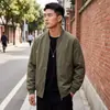 Chaqueta de aviador unisex de alta gama y elegante para hombre, corte holgado, tela mate, color liso, chaqueta color blanco roto