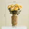Vaso de Cerâmica Retrô Estilo Wabi-Sabi Shumen Flor Artificial Arranjo de Flores para Sala de Estar Decoração de Entrada de Luxo Leve de Alta Qualidade