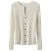 Cardigan de Punto Canalé con Cuello Solapa Ceñido a la Cintura para Mujer, Suéter Abrigo de Manga Larga con Botones, Suéter de Cachemira