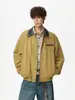 Chaqueta de lona color block estilo americano para primavera/otoño para hombres y mujeres, chaqueta de trabajo casual versátil vintage Detroit, moderna