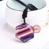 Donghai - Colgante de estrella de seis puntas de fluorita con rayas coloridas de arcoíris de cristal natural, joyería original, collar de piedra, regalo exquisito
