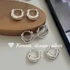 Pendientes de Plata Nicho Dongdaemun de Corea del Sur Pendientes de Anillo Retorcido de Plata de Ley S925 Estilo Versátil Simple y de Alta Gama para Mujer