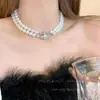 Colar de Estrela de Pérola Dupla Camada Estilo Francês Atacado Tendência Ins Luxo Leve Nicho Alto Padrão Versátil Corrente Clavícula de Zircônia para Mulheres
