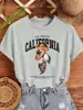 Camiseta de Mujer Estampado de Oso Calle California Moda Casual Moda Algodón Ropa Suelta Cuello Redondo Manga Corta