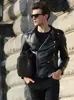 Chaqueta de Cuero Ajustada para Hombre, Estilo Coreano, Elegante Nuevo Modelo 2025, Chaqueta Juvenil Moderna con Cuello Solapa, Chaqueta de Cuero para Motocicleta al por Mayor Transfronterizo