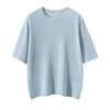 Suéter de Cashmere Puro Feminino Gola Redonda Simples Manga Curta Outono e Inverno Novo Suéter de Tricô Estilo Casual Camisa Básica