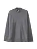 Suéter pullover minimalista retrô estilo japonês moderno com gola alta parcial, corte solto, top casual versátil, camada base quente e macia