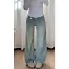 Jeans de pierna ancha de color claro talla grande para mujer cuerpo tipo pera Primavera y Verano Nuevos pantalones holgados adelgazantes para chica rellenita