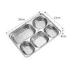 Prato para Fast Food Espessado de Aço Inoxidável 304 Prato Quadrado de Arroz Partitionado para Cantina Estudantil Caixa de Almoço Quadrada de Grande Capacidade para Adultos