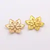 Accesorios para Joyería DIY Cobre Fundido Goteo de Aceite Flor de Loto Tridimensional Base de Flor de Seis Pétalos Estilo Antiguo Material para Tocados de Novia 24MM