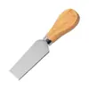 Cuchillo y tenedor para queso de acero inoxidable con mango de madera, juego de cuatro piezas de herramientas para hornear, pala para pizza y pastel, cuchillo para queso y mantequilla, venta directa en stock