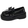 Versão em couro macio~2026 Mocassins Retro de Um Passo Femininos Estilo Britânico Preto Versátil Salto Baixo Sapatos Pequenos de Couro Sapatos JK Simples