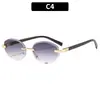 Gafas de Sol Ovaladas Sin Marco Estilo Callejero Retro Y2K Versátiles Moda Europea y Americana Protección Solar para Exteriores Gafas de Sol Transfronterizas
