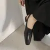 Sandalias Retro de Punta Cuadrada, Estilo Nuevo Primavera y Verano, Punta Cerrada, Suela Plana de Cuero Suave, Talla Grande, Estilo Francés, Zapatos Romanos Negros para Viajar