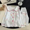 Nuevo Estilo de Primavera y Otoño para Niñas, Manga Larga, Pantalón Largo, Dibujos Animados, Ropa de Casa Cómoda con Cuello de Muñeca y Diseño de Algodón Nube, Conjunto Padre-Hijo