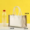 Bolsa de lona com costura spot diy atacado linho portátil bolsa em branco com mão presente juta algodão linho bolsa bolsa de compras