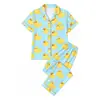 Europa Transfronteriza Comercio Exterior temu202... Pijama de Verano para Mujer con Mangas Cortas y Pantalón Largo Estampado Ropa de Casa Venta Directa de Fábrica Venta al por Mayor