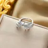 Anel Tijolo Feminino Design Nicho High-End Luxo Acessível Moda Europeia e Americana Criativo Zircônia Banhado a Ouro Ajustável Anel Aberto