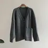 Suéter Cárdigan de Punto Grueso Estilo Perezoso Cuello en V para Mujer Árbol de Paulownia Beishan Ropa de Abrigo Otoño Invierno Tejido Holgado Q360