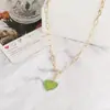Estilo Celebridad de Internet Ins Japonés y Coreano Moda Collar con Forma de Corazón Colgante de Amor de Doble Capa con Goteo de Aceite de Aleación Creativa Cadena para la Clavícula