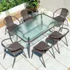 Mesas y Sillas de Exterior, Set de Tres Piezas para Ocio al Aire Libre, Terraza de Jardín, Combinación de Asientos para Patio Balcón de Hierro, Mesa de Café Pequeña
