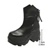 Botas plataforma emagrecedoras, estilo transfronteiriço, nova coleção outono feminino, zíper lateral, tamanhos grandes, solado grosso, tornozeleiras de salto alto estilo britânico
