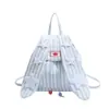 Mochila Linda de Conejo para Niñas, Estudiantes de Secundaria y Preparatoria, Mochila Rayada Ligera Versátil Bidimensional Venta al por Mayor Transfronteriza